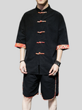 Chinese Style Cotton Solid Color Men's Outfits