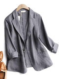 Women's Fashion Comfy 3/4 Sleeve Cotton Linen Blazers