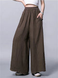 Women's High Waisted  Wide Leg Linen Palazzo Pants