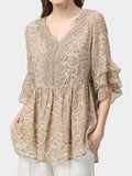 Women's Elegant V-neck Lace Chiffon Shirts