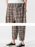 Plaid Drawstring Contrast Color Pants