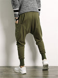 Men's Ankle-tied Lace Up Causal Pants with Big Pockets