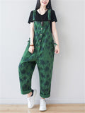 Coconut Tree Printed Button Jumpsuits