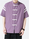 Chinese Style Retro Contrast Color Men's Shirts