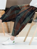 Casual Loose Plaid Straight Leg Pants