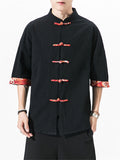 Cotton Linen Loose Solid Color Male Shirts