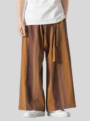 Stripe Pattern Ｗide Leg Loose Pants For Men