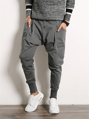 Men's Ankle-tied Lace Up Causal Pants with Big Pockets