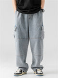 Vintage Spring New Male Washed Pockets Drawstring Jeans