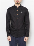 Stand Collar Embroidery Solid Color Shirts