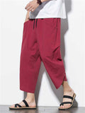 Casual Relaxed Wide Leg Cropped Harem Pants For Men