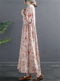 Cotton Linen Floral Slim Women's Dresses