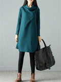 Loose Casual Solid Color Long Sleeve Dresses