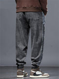 Autumn Winter Thick Oversized Male Black Grey Harem Jeans